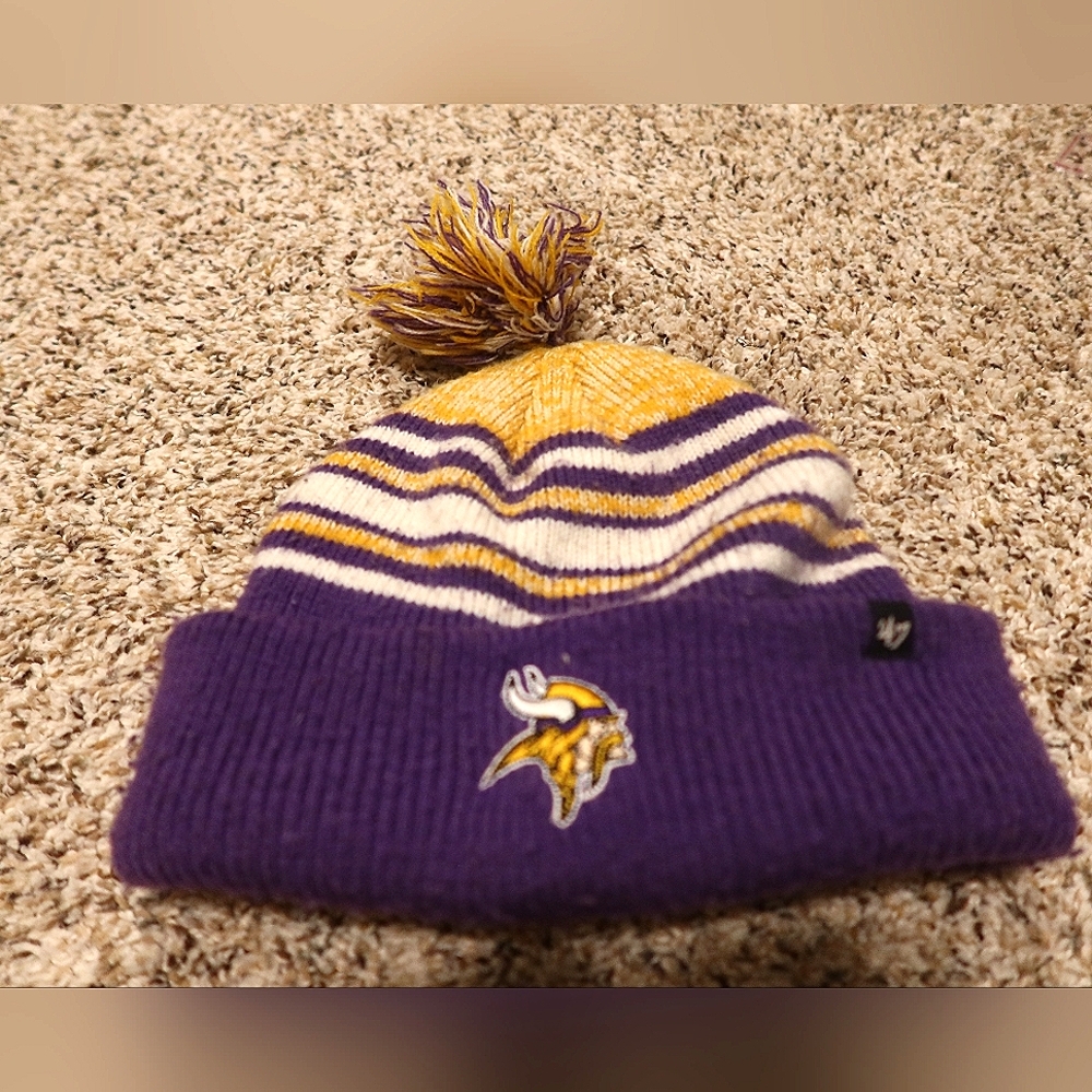 Kids' Purple and Yellow Minnesota Vikings Knit Beanie With Tassle